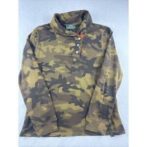 Lauren Active Long Sleeve Camoflague Snap Front High Collar Top Women's Size L‎